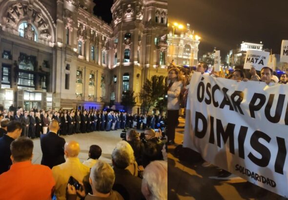 Respeto y dolor en la concentración de Madrid, por las víctimas del accidente de Toledo